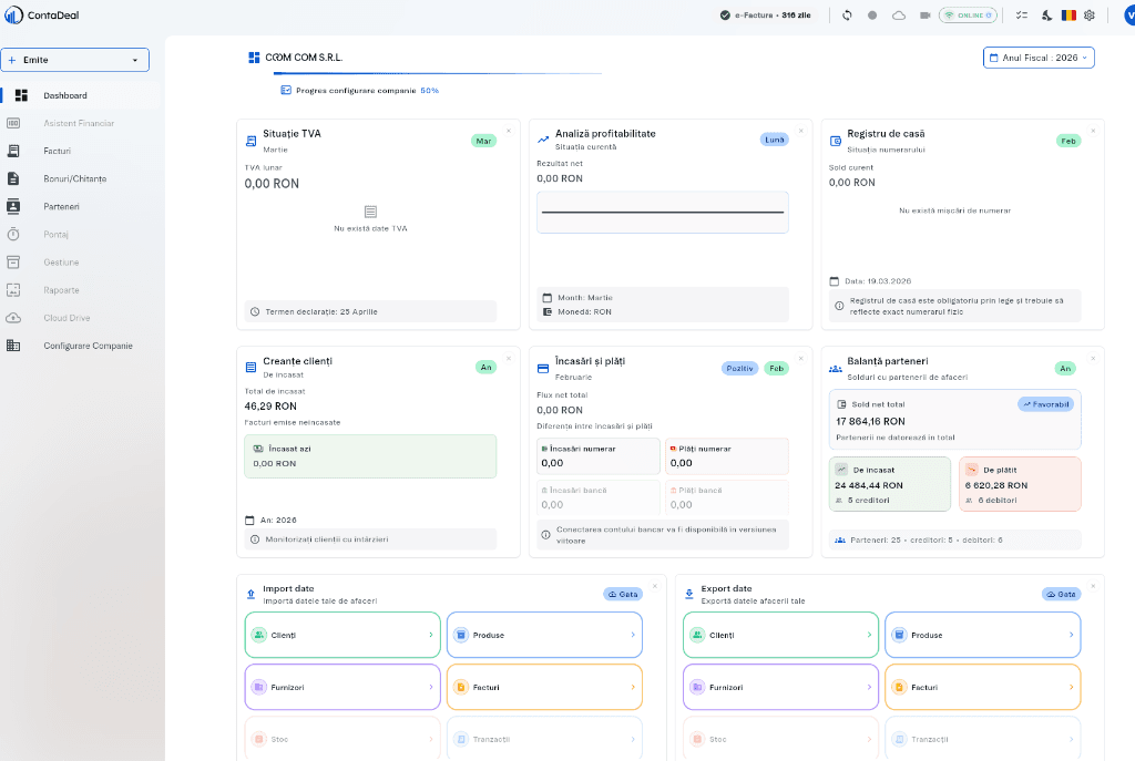 ContaDeal Dashboard — Tablou de bord financiar